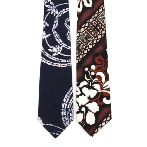 Vintage Hawaiian Wide Tie Lot Kahala Creations Prince Kuhio Floral Hawaii Made - Picture 1 of 13